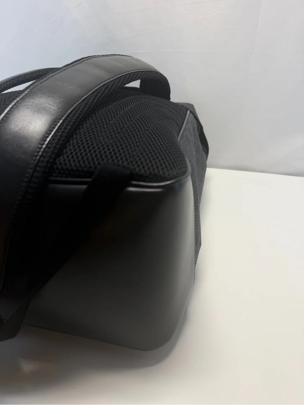 Gucci Black Monogram Leather-Trim Backpack